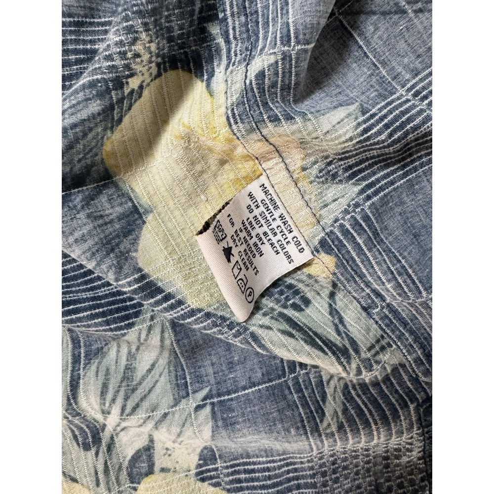 Banana Cabana Floral Buttondown 100% Silk Mens Large Blue Hawaiian Vacation - Picture 10 of 11